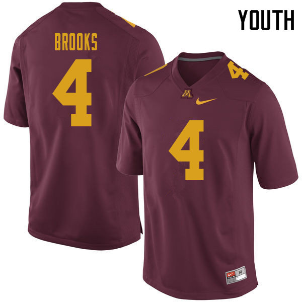 Youth #4 Shannon Brooks Minnesota Golden Gophers College Football Jerseys Sale-Maroon